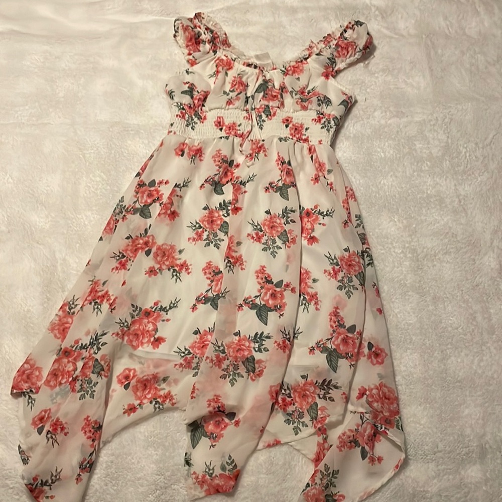 Women's Pink and White Floral Dress